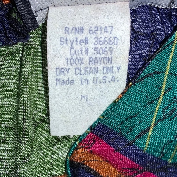 Christine David batik mosaic midi full skirt Sz M vintage bright colorful - Picture 7 of 8